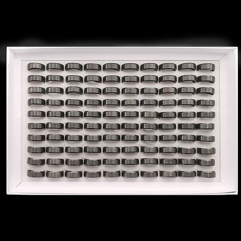 Titanium Hitam Emas Perak Poles Keren Sederhana Pria Cincin Jari Cincin