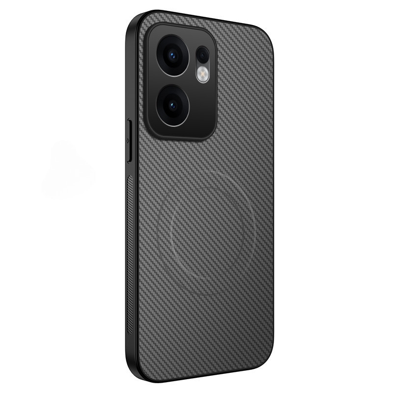 For Oppo Reno13F 4G Carbon Fibre Hard Lens Protect Magnetic Case Casing