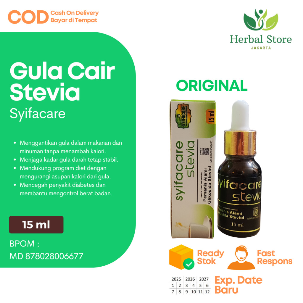 

Paket 2 Botol Stevia / Stefia / Stevia Syifacare / Stevia Cair / Stevia Tetes / Liquid Stevia / Stevia Liquid / Daun Stevia / Gula Stevia 15 ml Pemanis Alami Pengganti Gula 0 Kalori / Zero Calorie / 0 Gula / Zero Sugar
