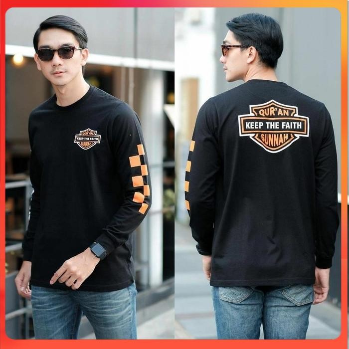 Kaos Lengan Panjang  Atasan//Longsleeve/HARLEY DAVIDSON QURAN SUNNAH KEEP THE FAITH Branded Distro K