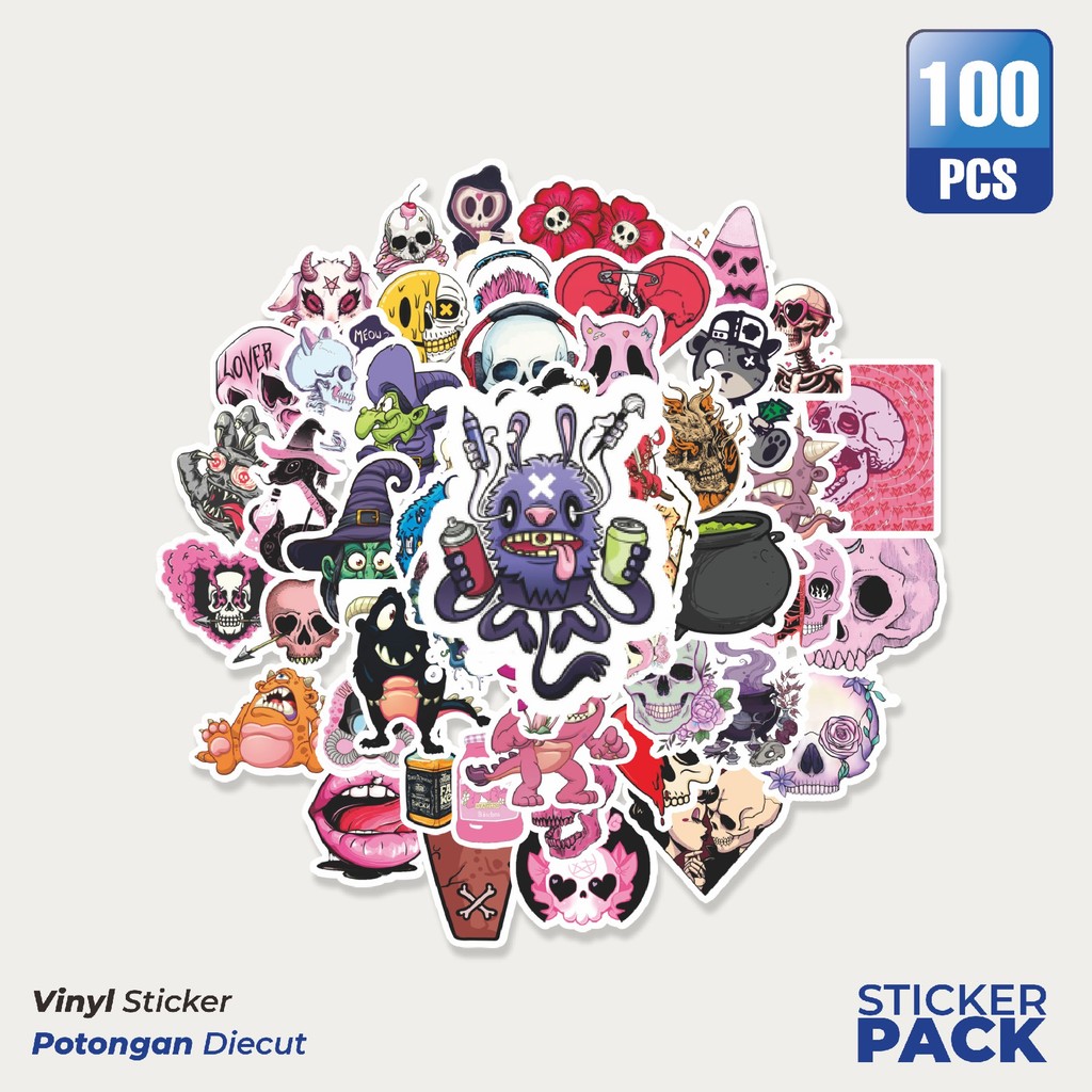 

Stiker Vinyl Stiker Skull [Tengkorak] 2 Waterproof Aesthetic- Untuk Laptop, Motor, dan Helm - Paper Stationery Pack