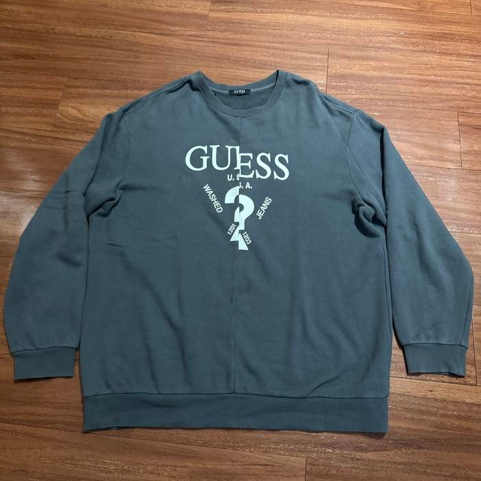 Sweater Sweatshirt Guess Men Abu Gelap Original  - Size XL