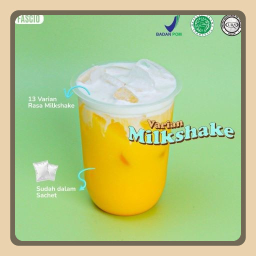 

BUBUK MINUMAN MILKSHAKE PLUS GULA BPOM & HALAL | POWDER DRINK MILKSHAKE 1 KG | KEMASAN 50 GR x 20 SACHET