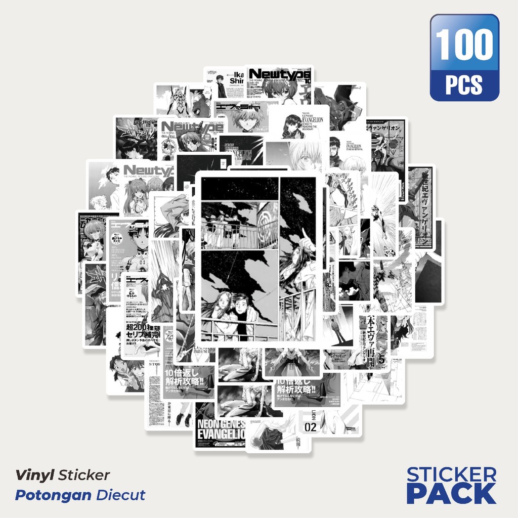 

Stiker Vinyl Stiker Neon Genesis Evangelion B&W Waterproof Aesthetic- Untuk Laptop, Motor, dan Helm - Paper Stationery Pack