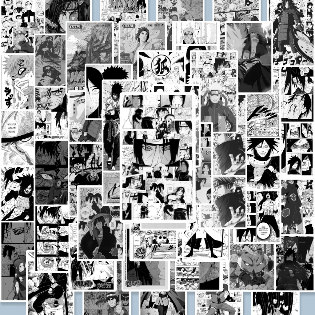 

100PCS Lucu Stiker Anime Naruto Clasic B&W Stiker Aesthetic Stiker Anti Air Stikers Berperekat Waterproof sticker decal buat Motor Helm Buku Journal Koper Casing HP Laptop Botol Minum Hadiah anak