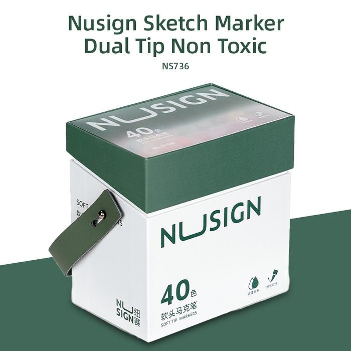 

TERLARIS! Nusign Sketch Marker / Spidol Sketsa Dual Tip Non Toxic NS736 - 40 warna