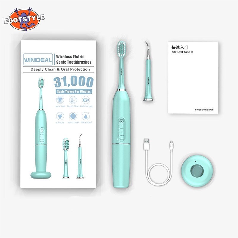 Sikat Gigi Elektrik Sonic - Pembersih Karang Gigi, Waterproof IPX7, 3 Mode Pembersihan, Cocok untuk 