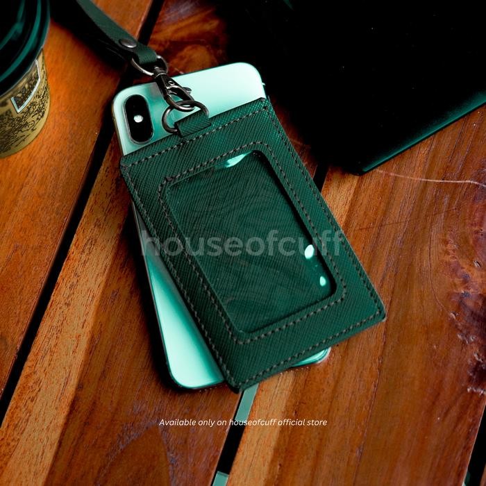 

Houseofcuff Lanyard Tali ID Card Kulit Premium - Hijau