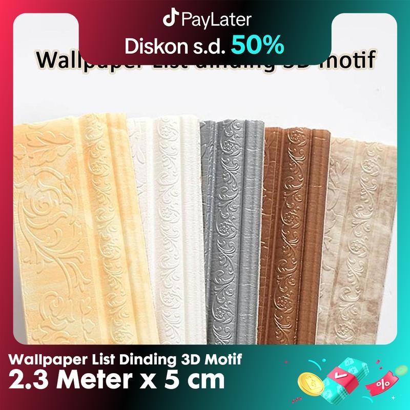 

List Dinding 3D panjang 2.3 Meter Lebar 8 CM dan 5CM Wallpaper Roll untuk Border