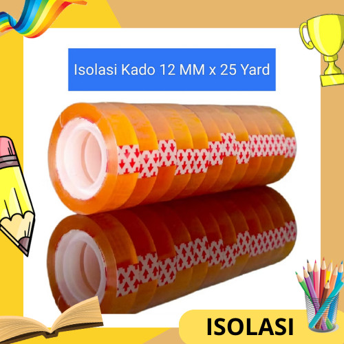 

PUTRA Isolasi Kado Kecil 12mm x 25 Y Selotip Bening Isi 12 Pcs Gulungan Tebal