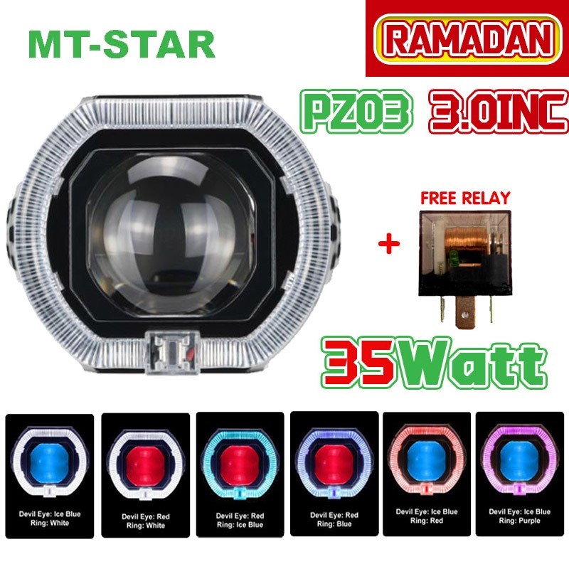 【MT STAR】PZ03 Projie Biled Matrix X1 3 Inch & PX03 2.5 inch High Low Putih Body black plus kipas Pre
