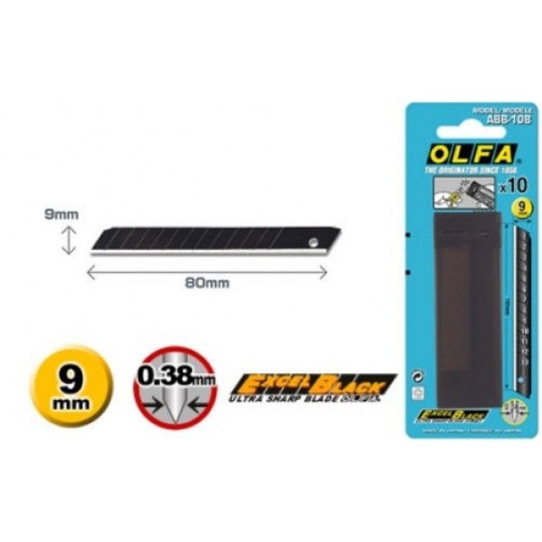 

OLFA ABB-10B Refill Pisau Cutter 9mm (10pcs/pack) Spare Blade 9 mm ABB-10