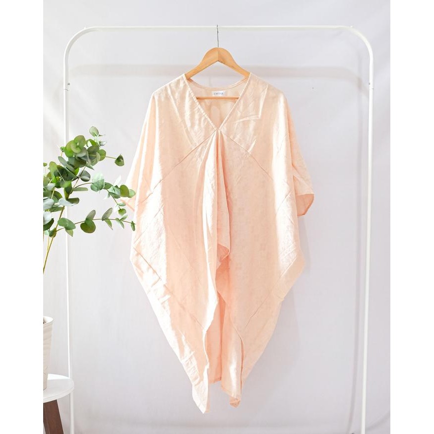 ATASAN TUNIK WANITA KAFTAN TUNIK POLOS Batik Muslim Panjang - CREAM