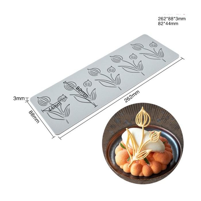 silicone  tuile bunga cocok untuk garnish atau cake decor berbahan coklat atau cookies
