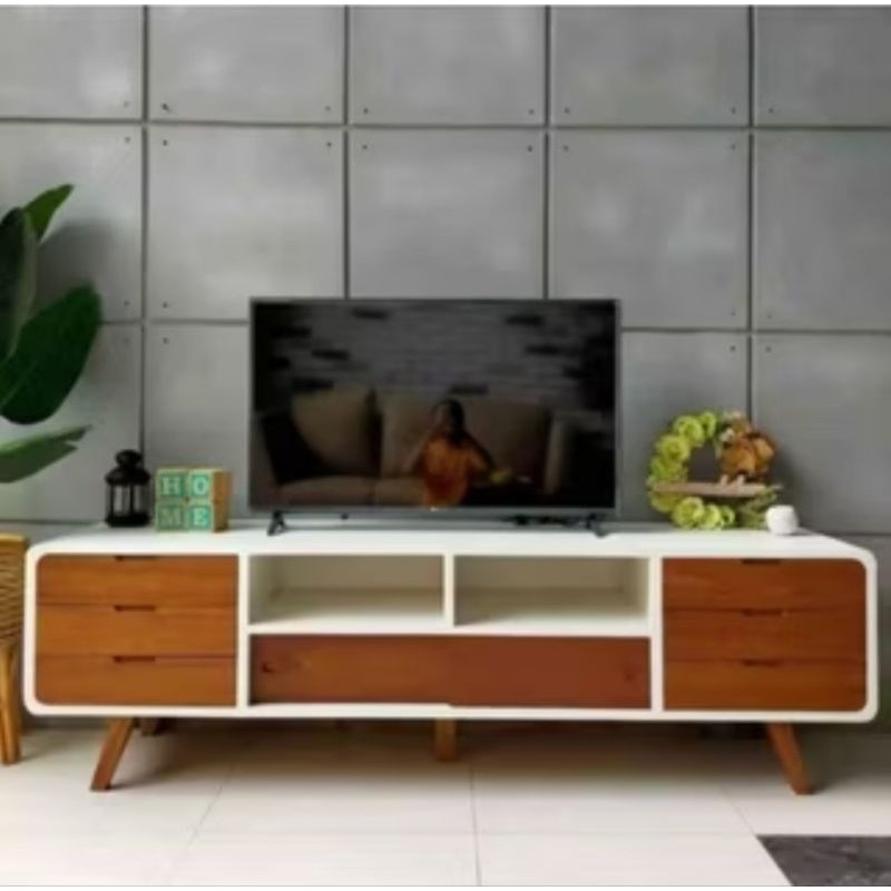 Buffet bufet bifet tv meja tv kayu jati perhutani grade A minimalis antik jepara mebel laci 2 lemari