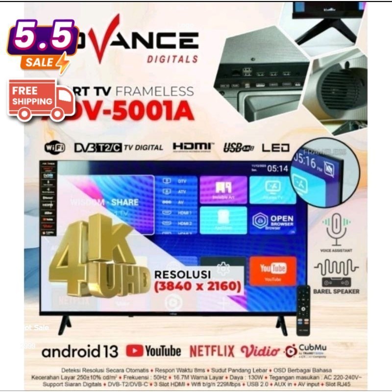 TV ANDROID 50 INCH / SMART TV ADV-5001A Advance Digitals 55 inch