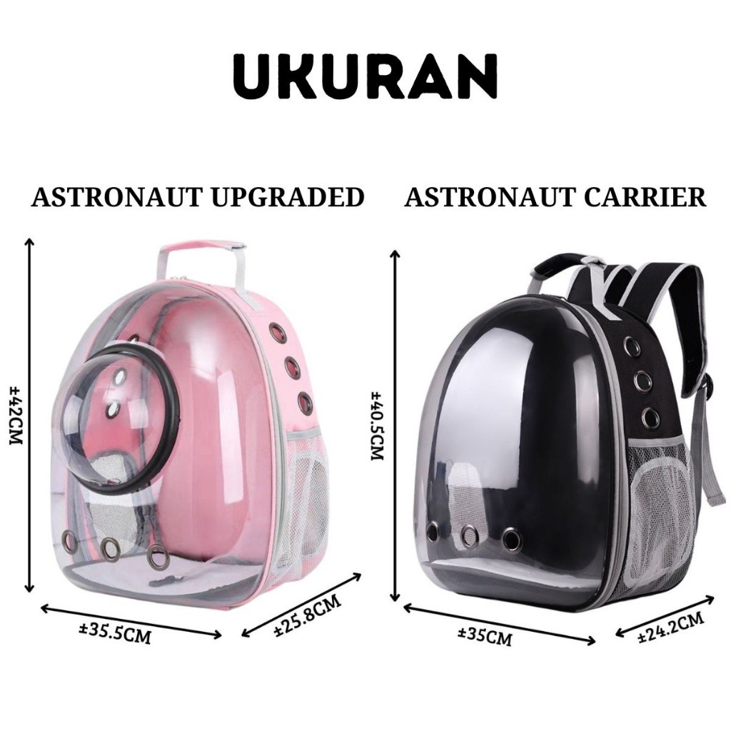 Tas Hewan Astronot Transparan / Ransel Kucing Anjing Kelinci Pet Carrier Upgraded Cargo Astronaut / 