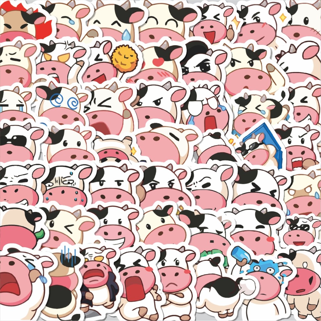 

Stiker Cutting Pack Sticker Hewan Sapi Isi 100Pcs Series Aesthetic Lucu Keren Untuk Koper Bahan Vynil