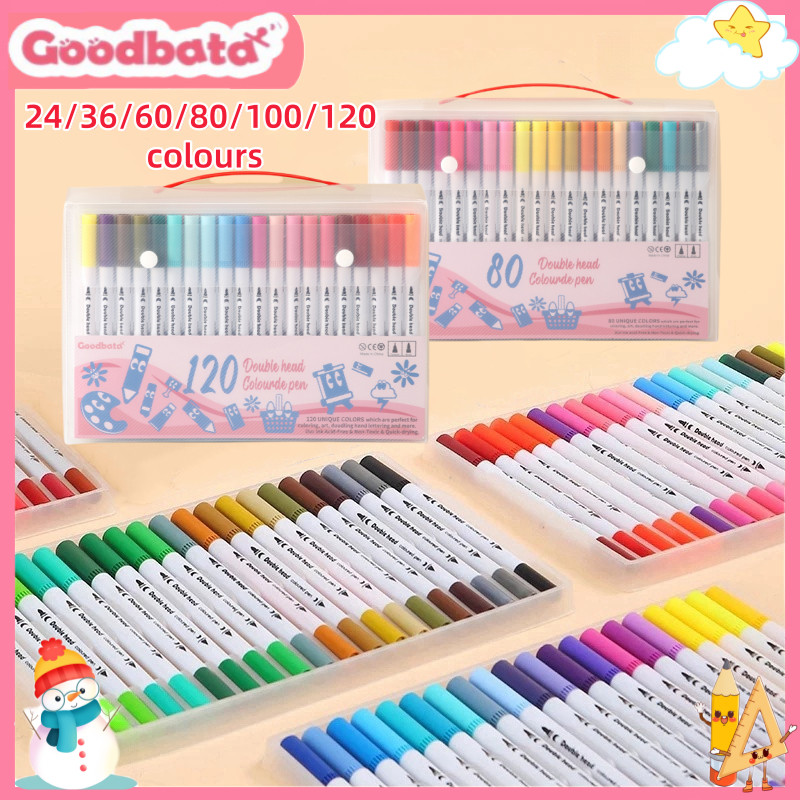 

Jaje.store 【Ready】Goodbata 24/36/60/80/100/120 Spidol Brush Pen 2 Tips Spidol Set Marker Drawing Pen