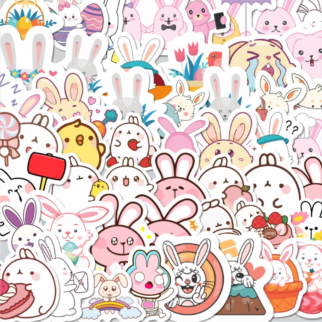 

Stiker Cutting Pack Sticker Hewan Kelinci Isi 100Pcs Series Aesthetic Lucu Keren Untuk Koper Bahan Vynil