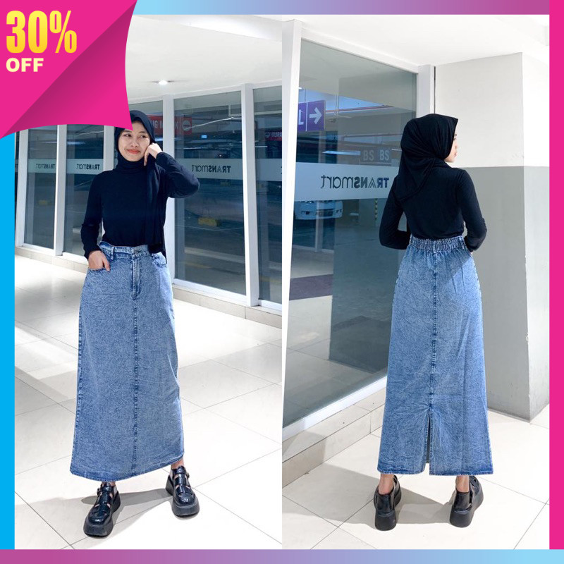 Rok Wanita Keren Bawahan Cantik / Rok Jeans Hightwaist  Skirt Hightwais Size Jumbo