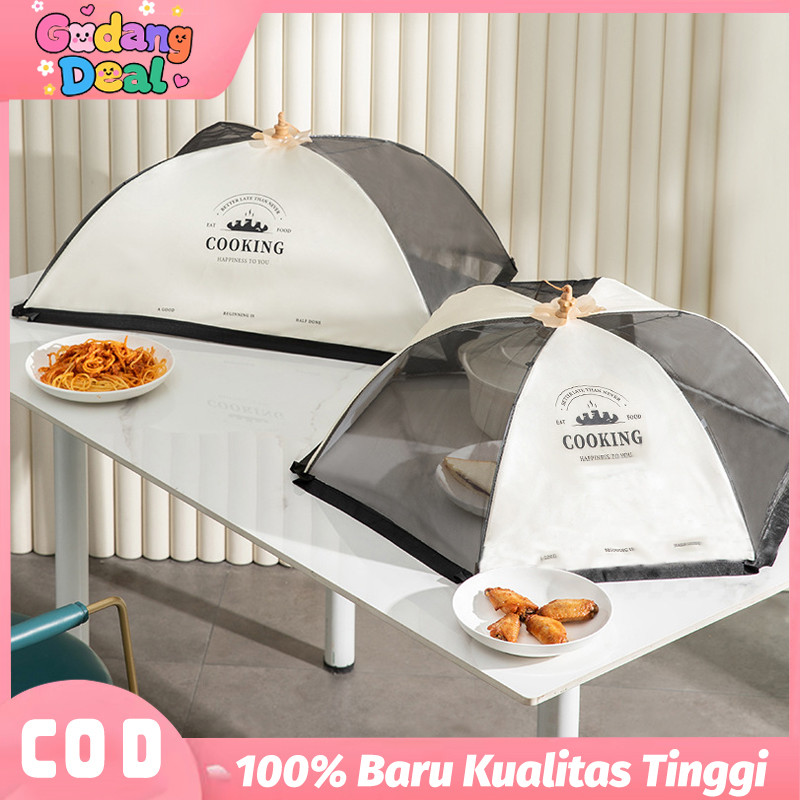 Tudung Saji Lipat Elegan Kain Tudung Saji Persegi Panjang/Bulat Penutup Makanan Lipat Cover Food