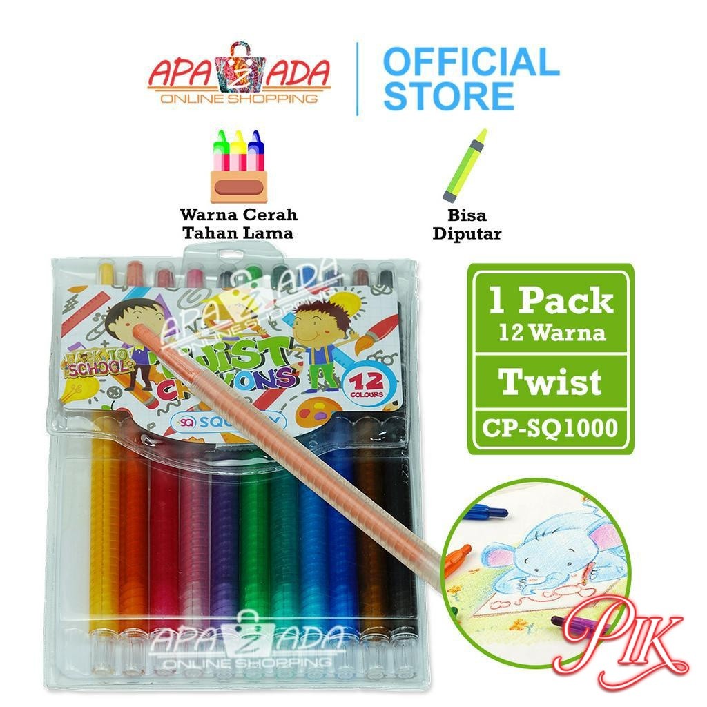 

Apazada Krayon Putar Panjang Anak Murah [1 Qty - 12 Warna] / Crayon Anak Squeezy / Twist Crayon Back To School CP-SQ1000