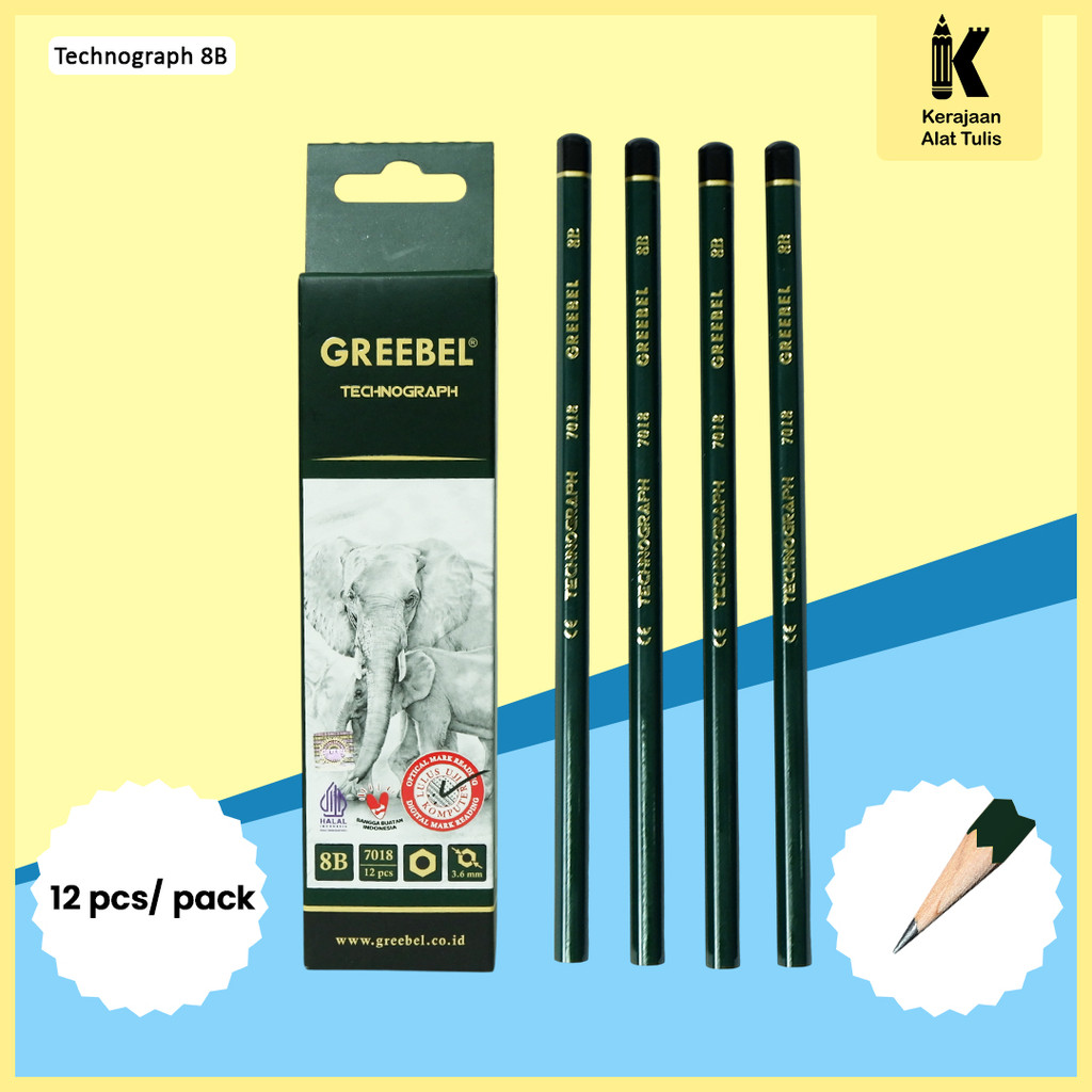 

GREEBEL Pensil Ujian Sekolah 8B 7018 (12PCS/SET) / Alat Tulis Ujian Sekolah / Pensil Gambar