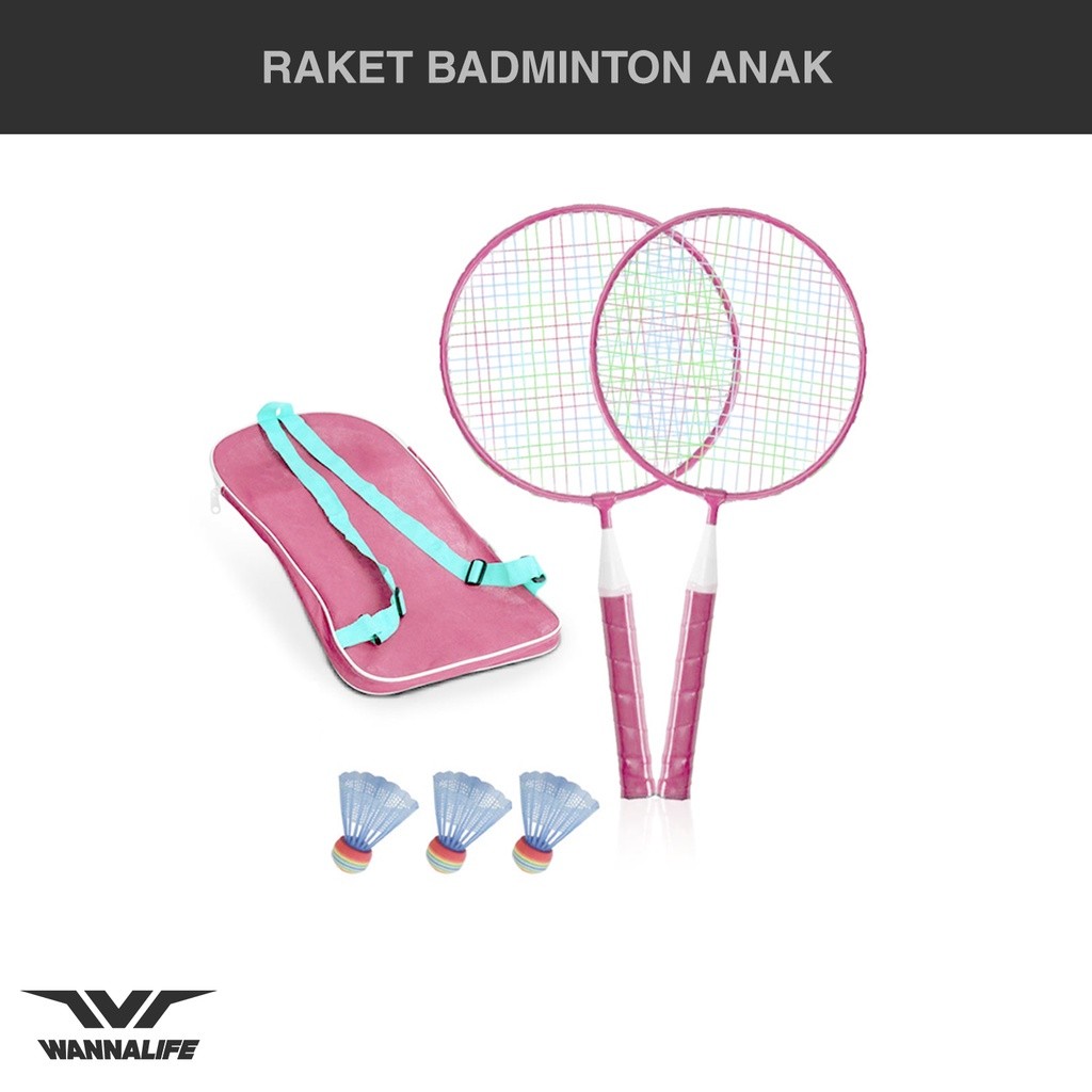 Raket Badminton Anak Wannafit | Bulutangkis Bulu Tangkis Mini Laki Perempuan Kok Olahraga Mainan CO