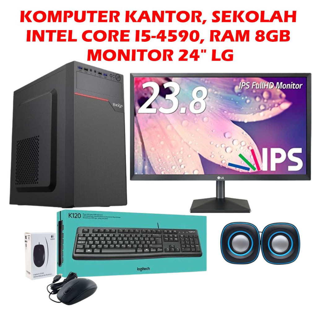 PAKET KOMPUTER KANTOR INTEL CORE i7-4790 RAM 8GB MONITOR LG WIDE KEYBOARD MOUSE LOGITECH, PAKET KOMP