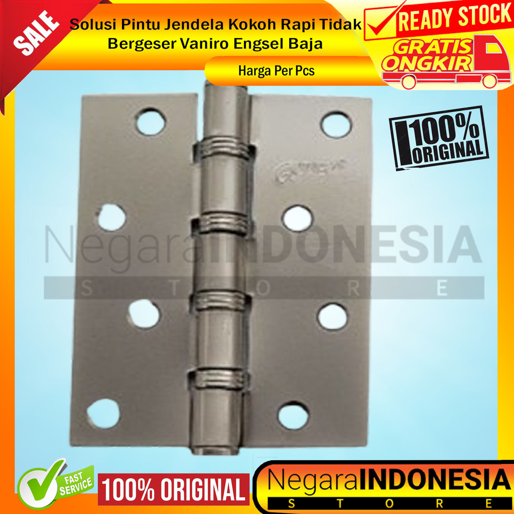 Vaniro Engsel Pintu 4 Inch Stainles Steel Silver Perak Gold Kuning Hinge Kupu Model Tipis Tebal Kuat