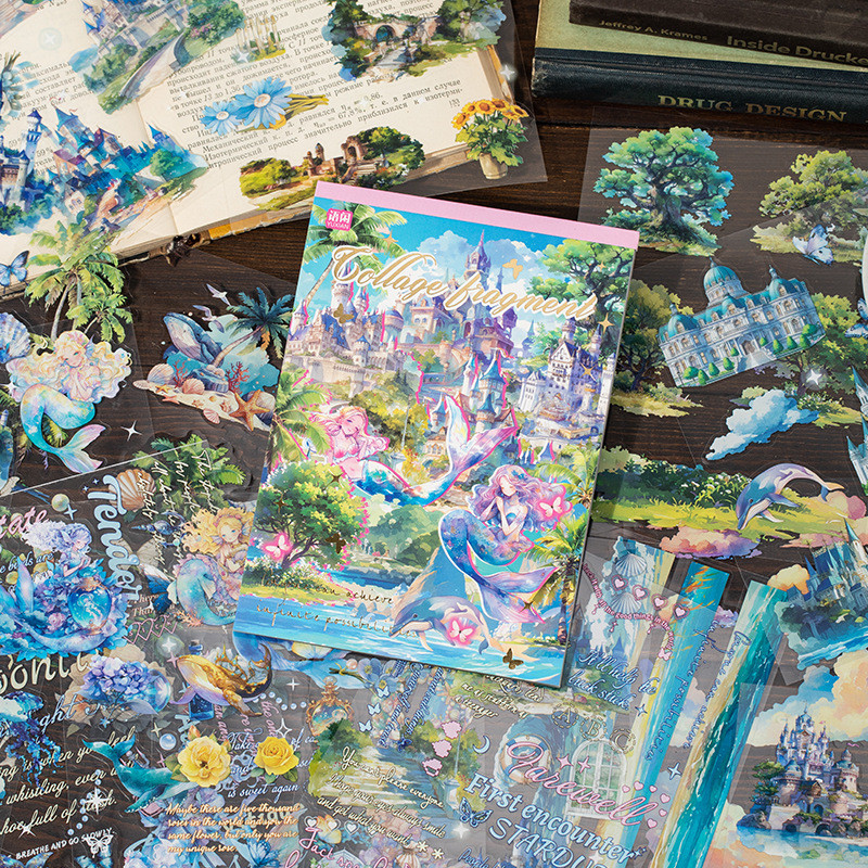 

20 / Pack PET Double Transparent Sticker Book Collage Pieces Series Light Retro Material Handbook DIY Landscape Collage