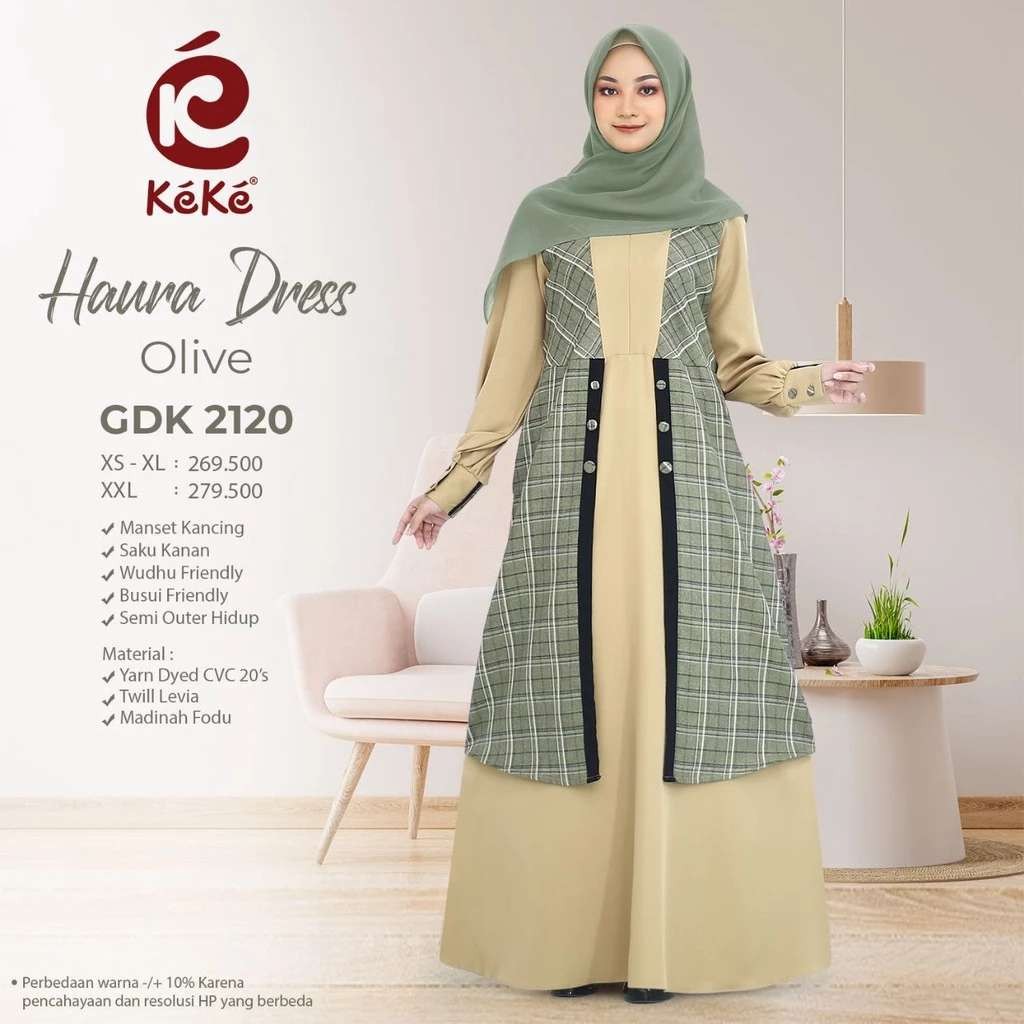 KEKE GAMIS DEWASA HAURA DRESS OLIVE