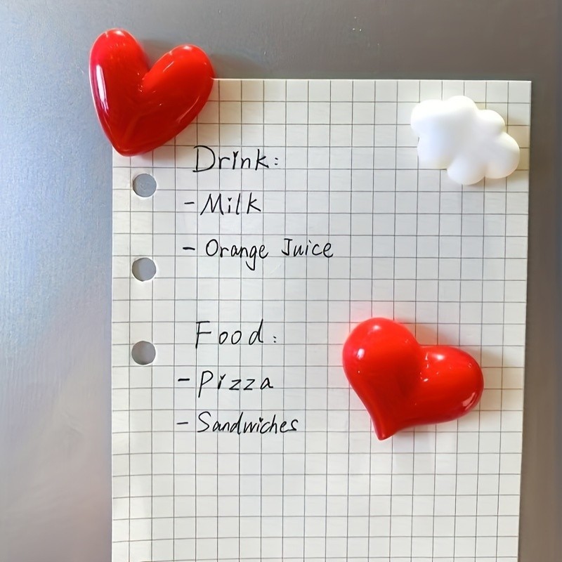 

3pcs Cloud and Love Combination Set Heart shaped Refrigerator Magnet Set - Cute and Simple Decorative Magnet