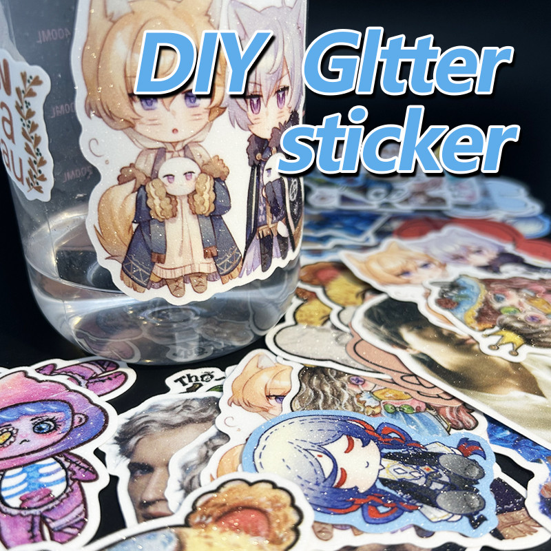 

100pcs Custom Glitter Stickers DIY for Customize Idol support gift materials Die Cut Vinyl Waterproof cute Sticker Fans gifts