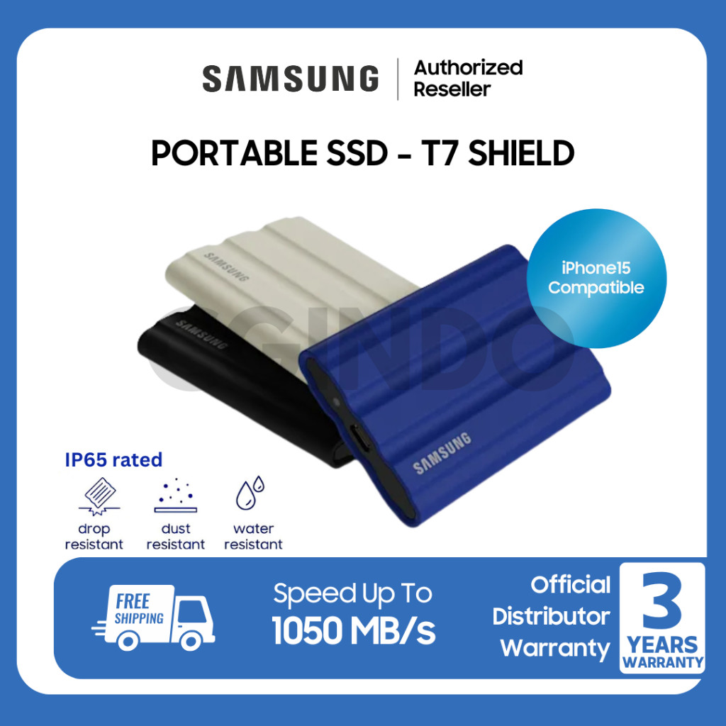 Samsung T7 Shield SSD Portable SSD 1TB / SSD 2TB / SSD 4TB SSD External SSD Eksternal SSD Samsung WD