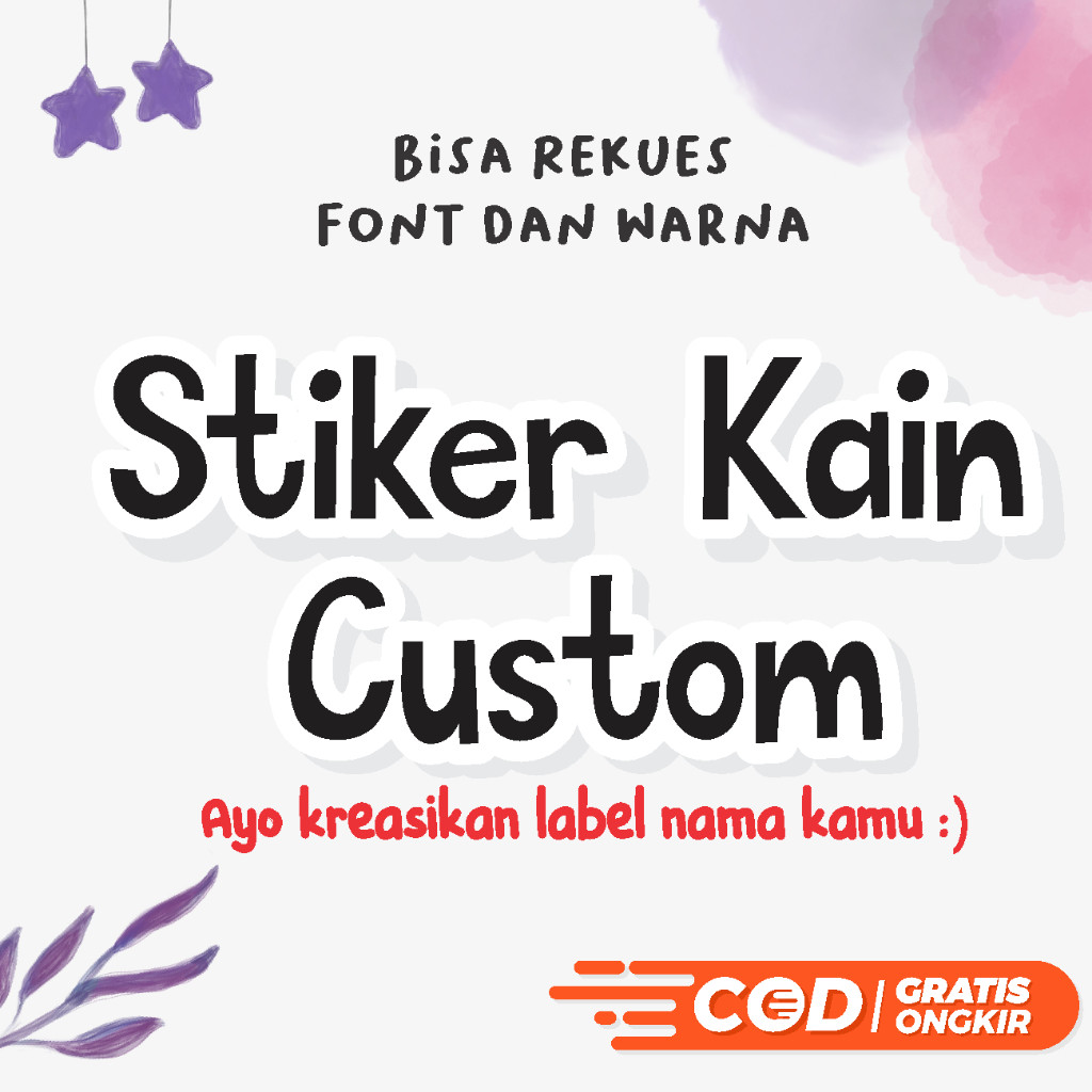 

SEHARI JADI !! Stiker Kain Custom . Stiker Label Nama Kain Baju Anak Sablon Setrika sticker aesthetic custom dapat 60++pcs