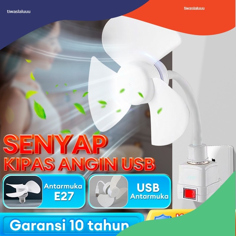 Lampu kipas angin gantung plafon Kipas USB E27 berputar 360° kipas kecil portabel