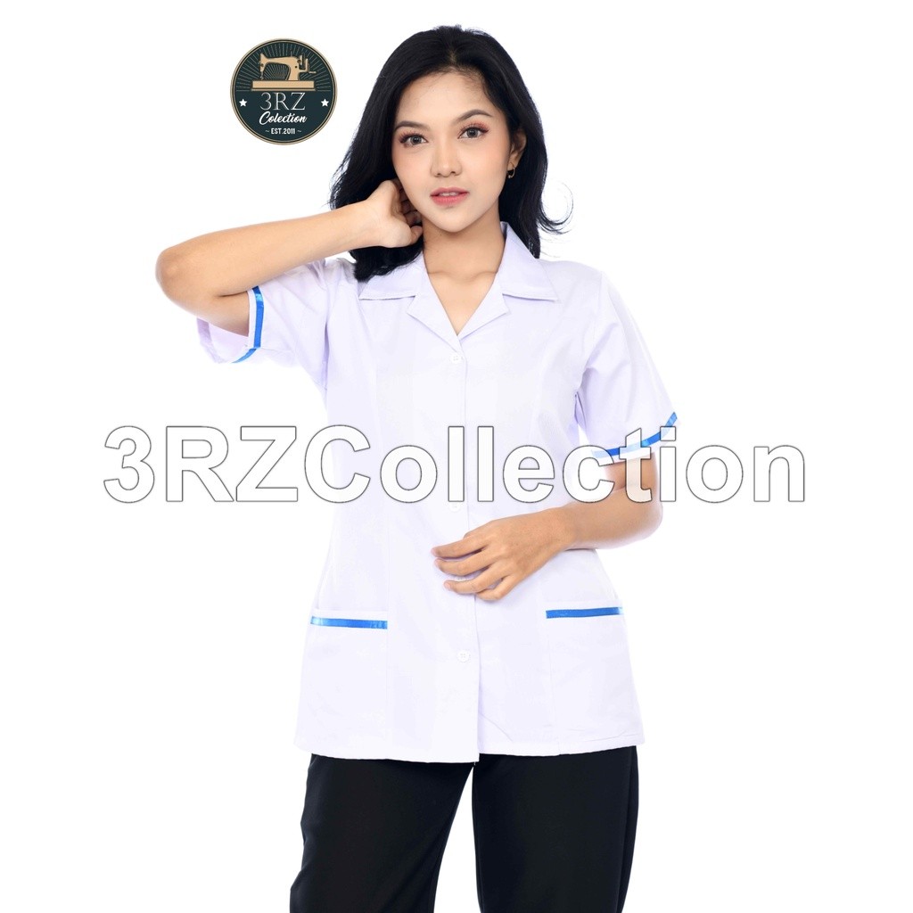 Baju Dinas Putih Perawat Wanita Lengan Pendek Atasan Putih PNS Wanita Baju Pdh Putih Wanita  Kemeja 