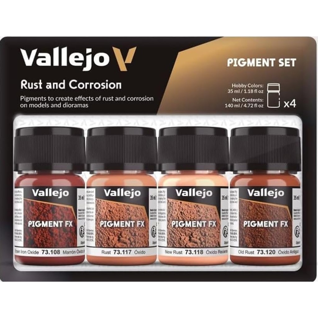 

Vallejo Pigment FX Rust &Corrosion Effect Wide Range of Effects Caused by the Climate and Geographic Conditions Contains 4x35 ml