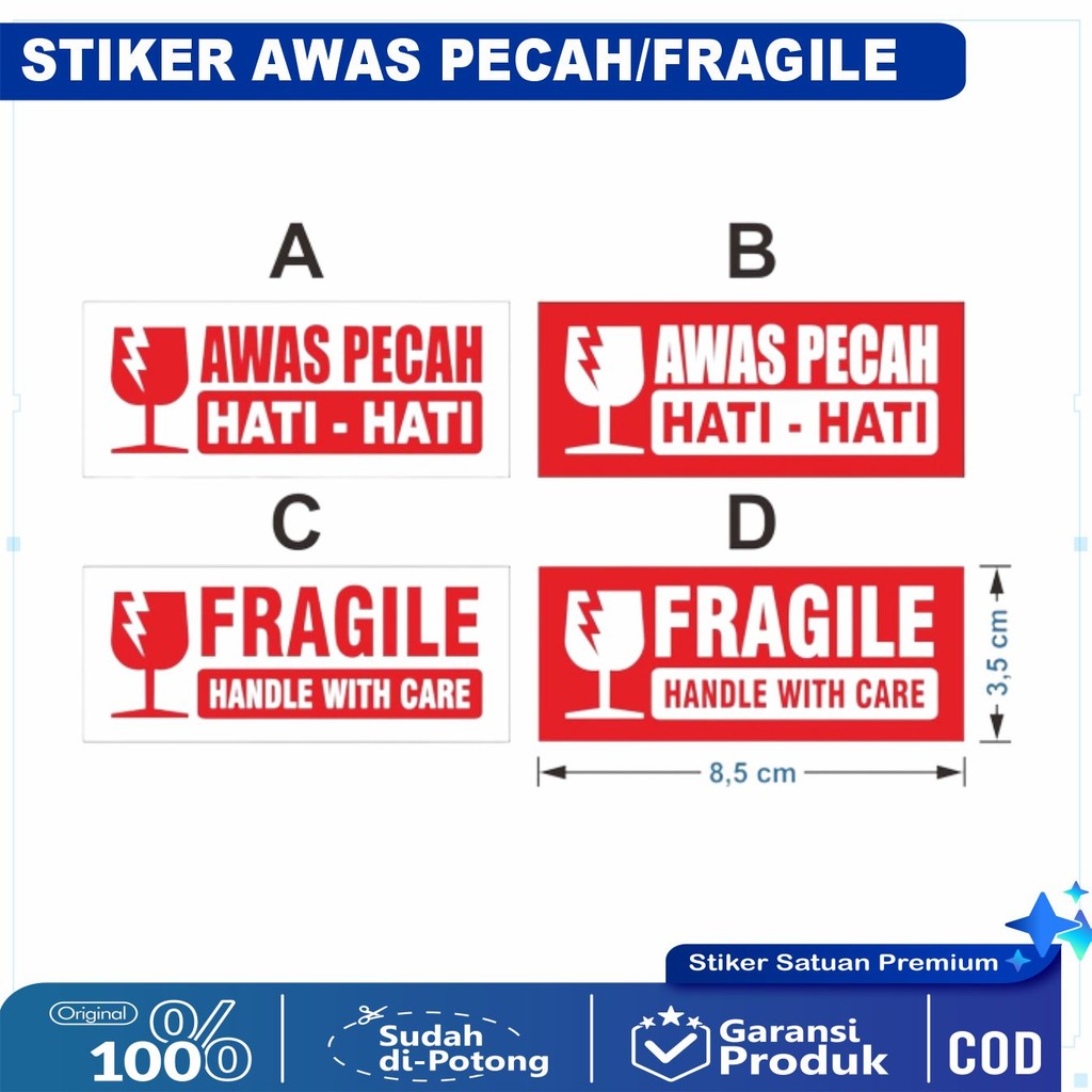 

Stiker Fragile Awas Pecah Sticker Pengiriman Paket Chromo Satuan