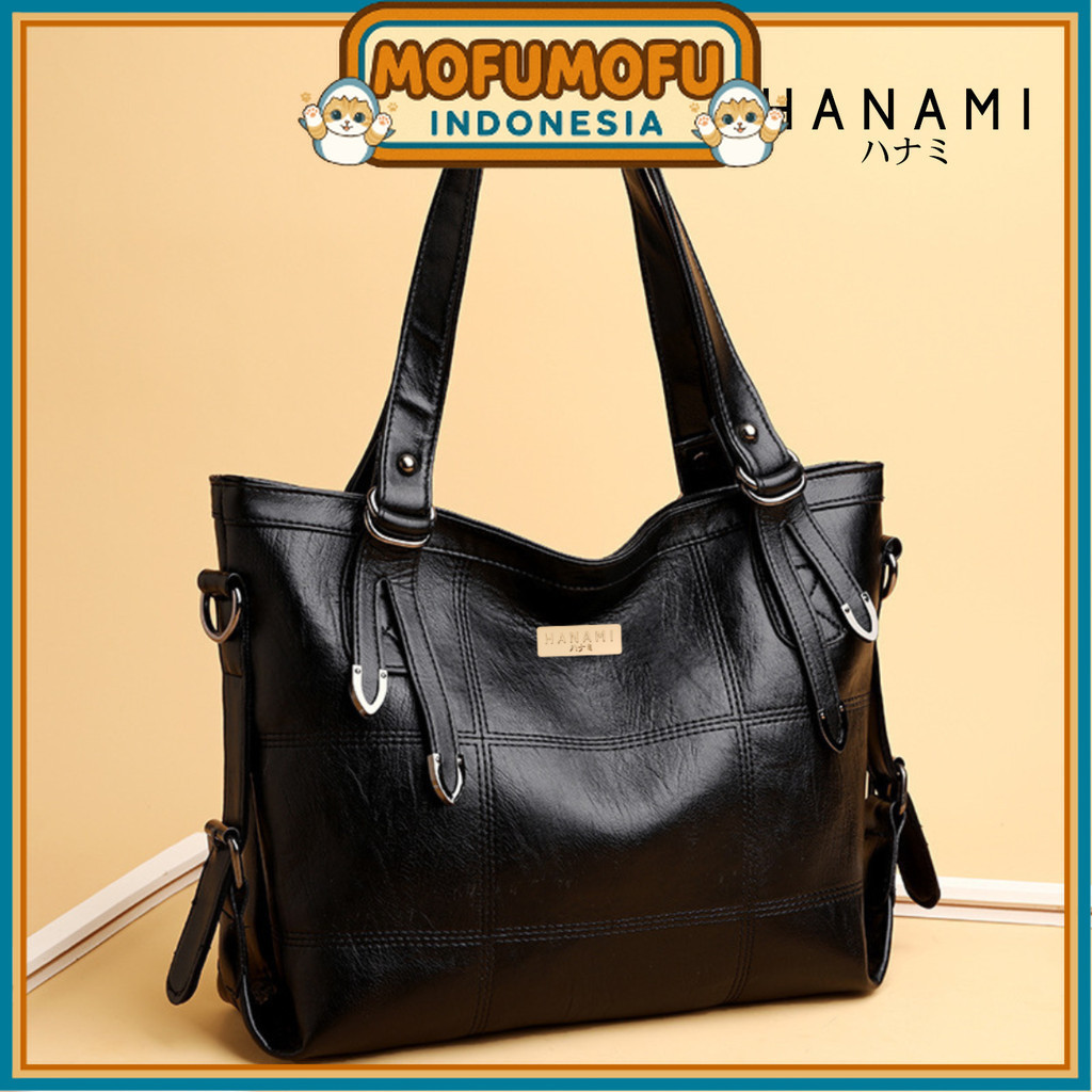 HANAMI Tas Selempang Wanita Totebag Premium Kulit Hitam Sarnia TA507B5 Shoulder Kuliah Kerja Slingba