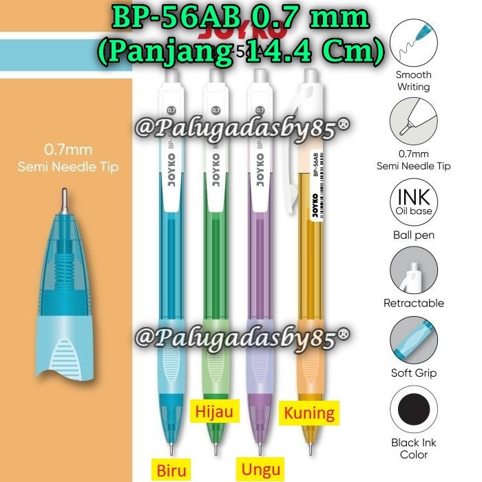 

(1 Pak/12) GROSIR Bolpen JOYKO BP-56AB 0.7 mm Hitam / Ball Pen Pulpen Pena Joyko BP-56AB (Pak/12)