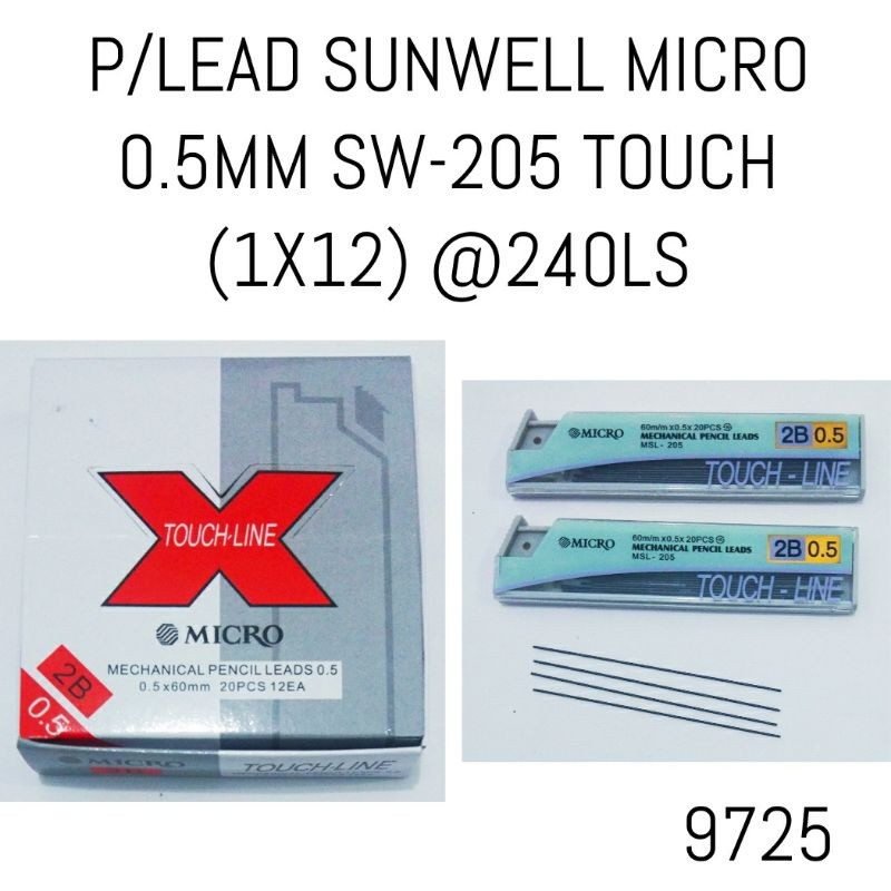 

12 PCS - P/ LEAD ISI PENSIL MEKANIK SUNWELL MICRO 0.5MM SW-205