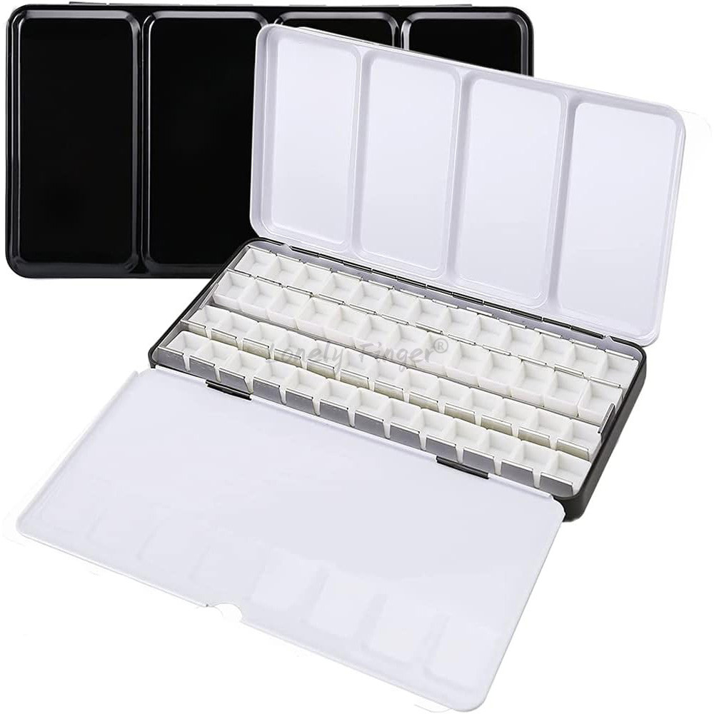 

Metal Watercolor Tin with 14/26/52 Half Pans Multi-Functional Fold-Out Mixing Palette for Watercolor, Acrylic and Oil Painting