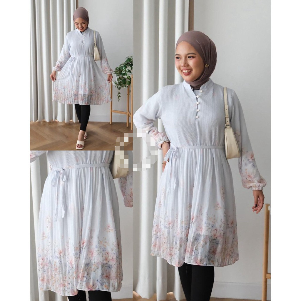 BEBENGKRIBBO - ZFS TUNIK MICAH CERUTTY PLISKET PUTIH BISA UNTUK KONDANGAN LEBARAN FULL CANTIK / SHAV