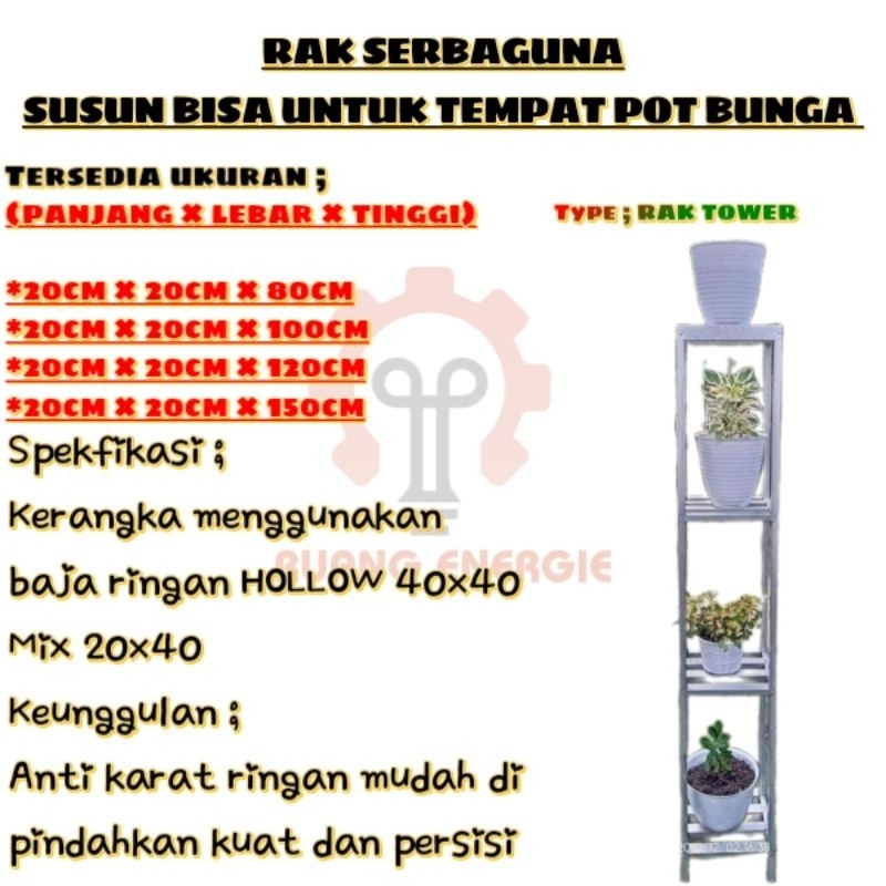 Standing Planter Rak Pot Bunga 4 Susun Minimalis Type Tower