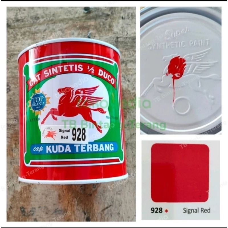 

Kuda Terbang 928 Signal Red Cat Minyak Besi Kayu Warna Merah 1 Kg