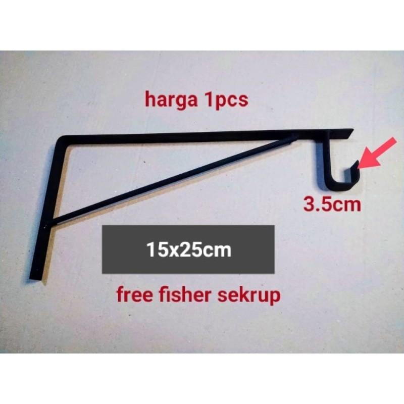 rak besi siku penyangga rak dinding 1pcs. siku penyangga  jemuran