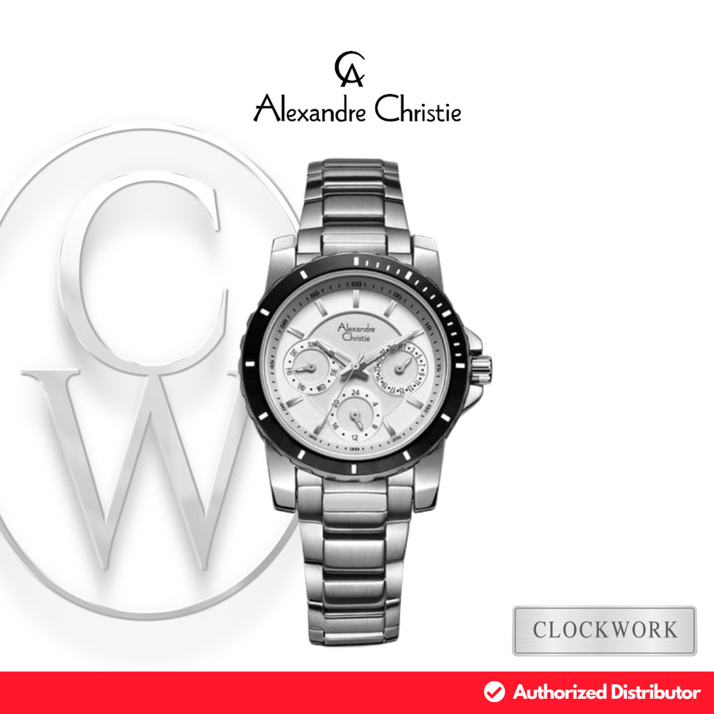 Jam Tangan Wanita Alexandre Christie Multifungsi AC 6141 BFBTBSL Rantai Sporty Silver